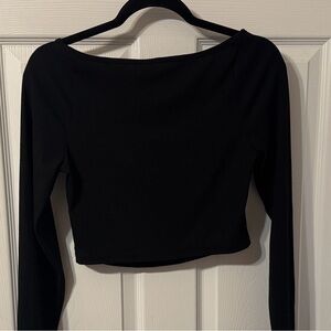 SHEIN Black Long Sleeve Crop Top